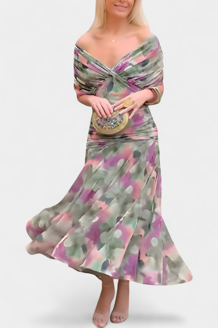 Verolyn - Flowing Floral V-Neck Dress