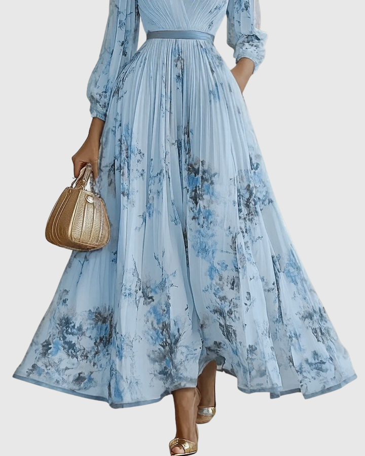 Verolyn - Pleated V-Neck Maxi Dress