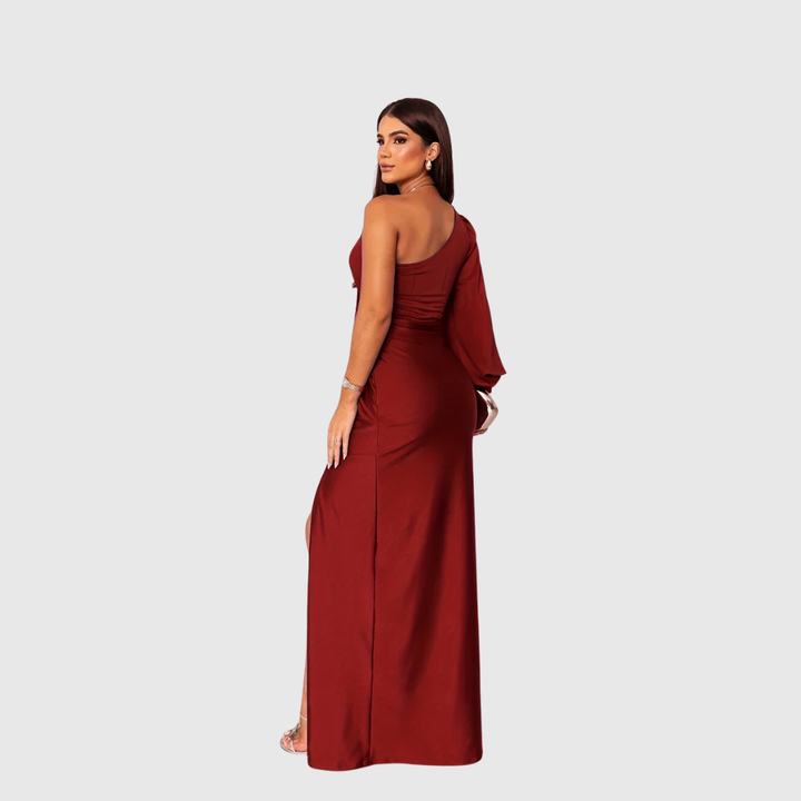 Twist-Front One-Shoulder Gown in Blue — VerolynBoutique
