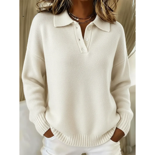 Verolyn soft polo collar jumper in white