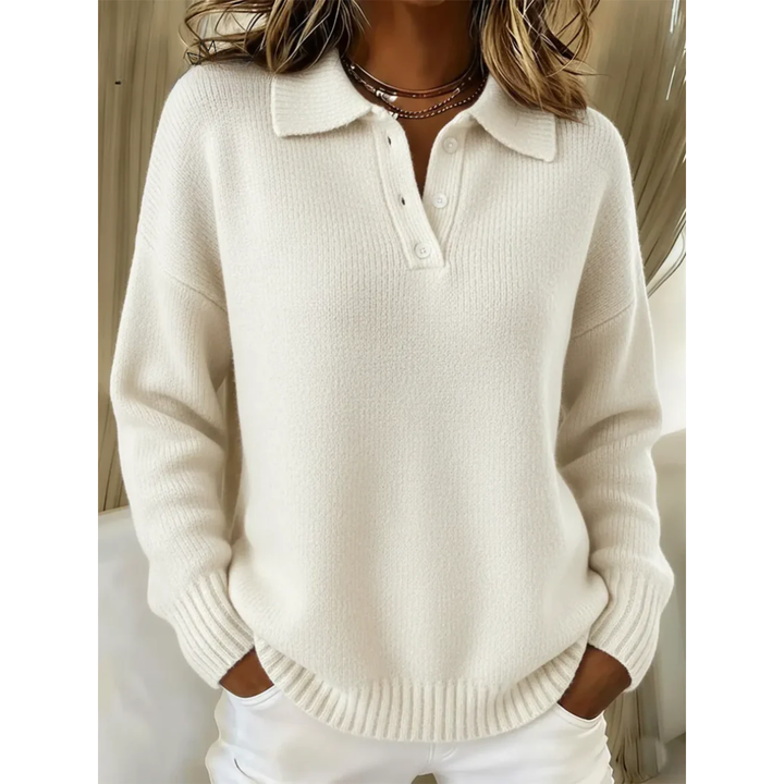 Verolyn soft polo collar jumper in white
