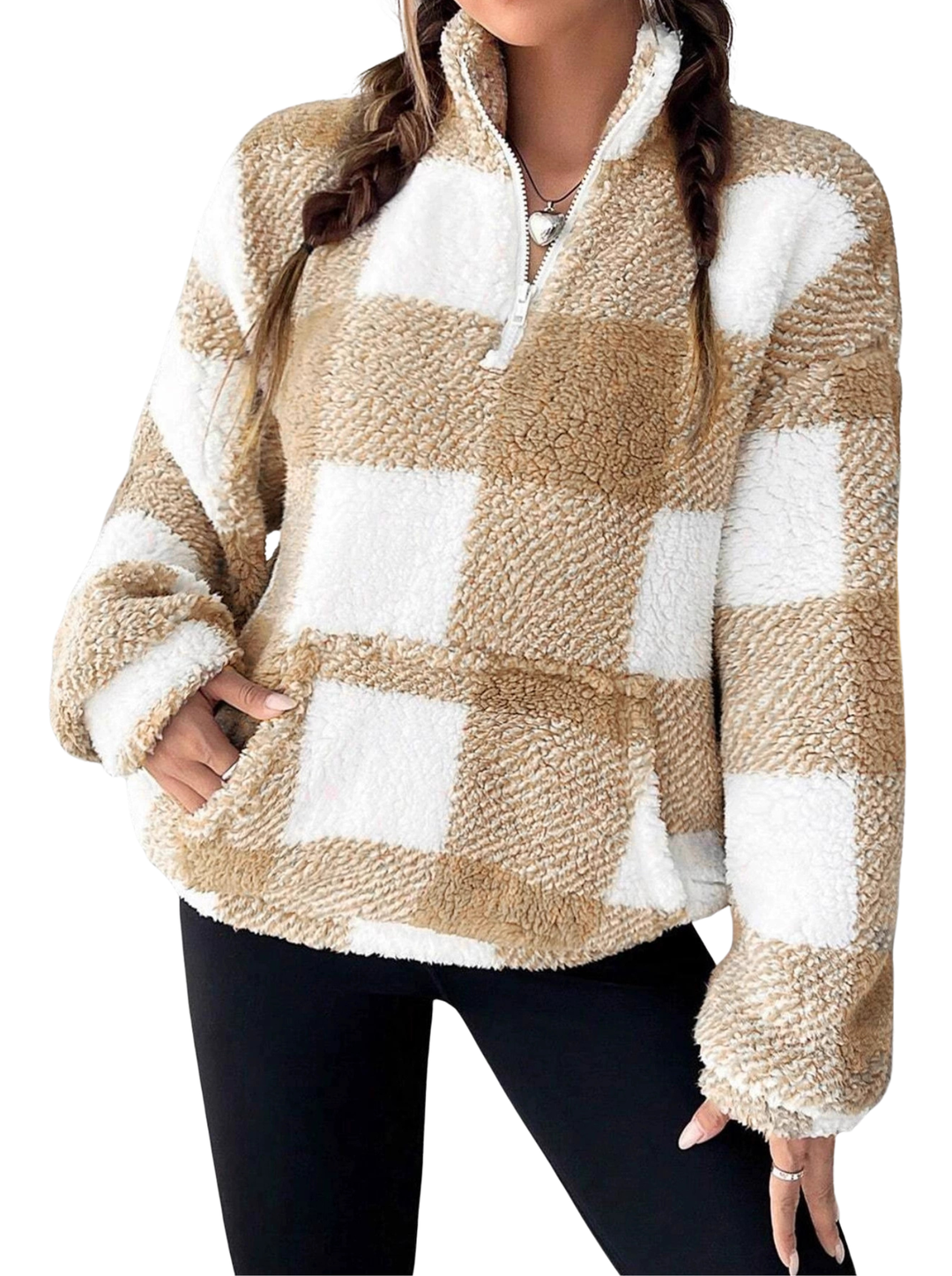 Verolyn - Plaid Half Zip Pullover
