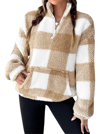 Verolyn - Plaid Half Zip Pullover