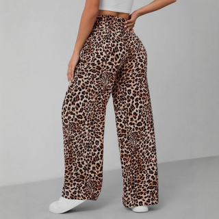 Leopard Tie Front Trousers in Brown — VerolynBoutique