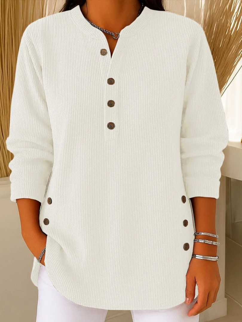Verolyn henley button tunic jumper in white