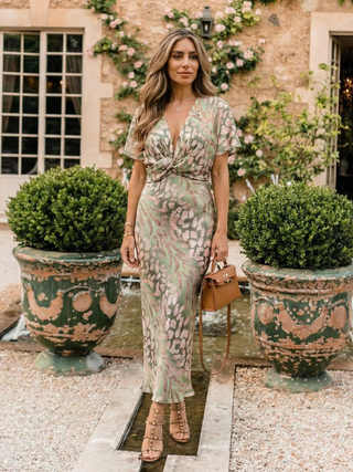 Twist Front Midi Dress in Sage Green — VerolynBoutique