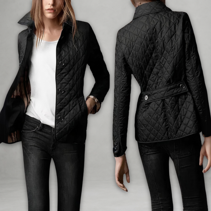 Tailored Diamond Quilted Jacket in Black — VerolynBoutique