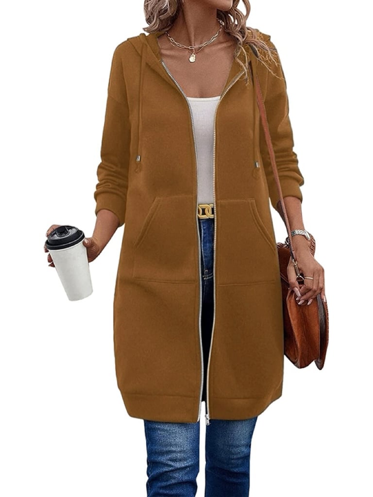 Verolyn fleece-lined long zip-up hoodie – view 14