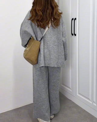 Crew Neck Knit Lounge Set in Khaki — VerolynBoutique