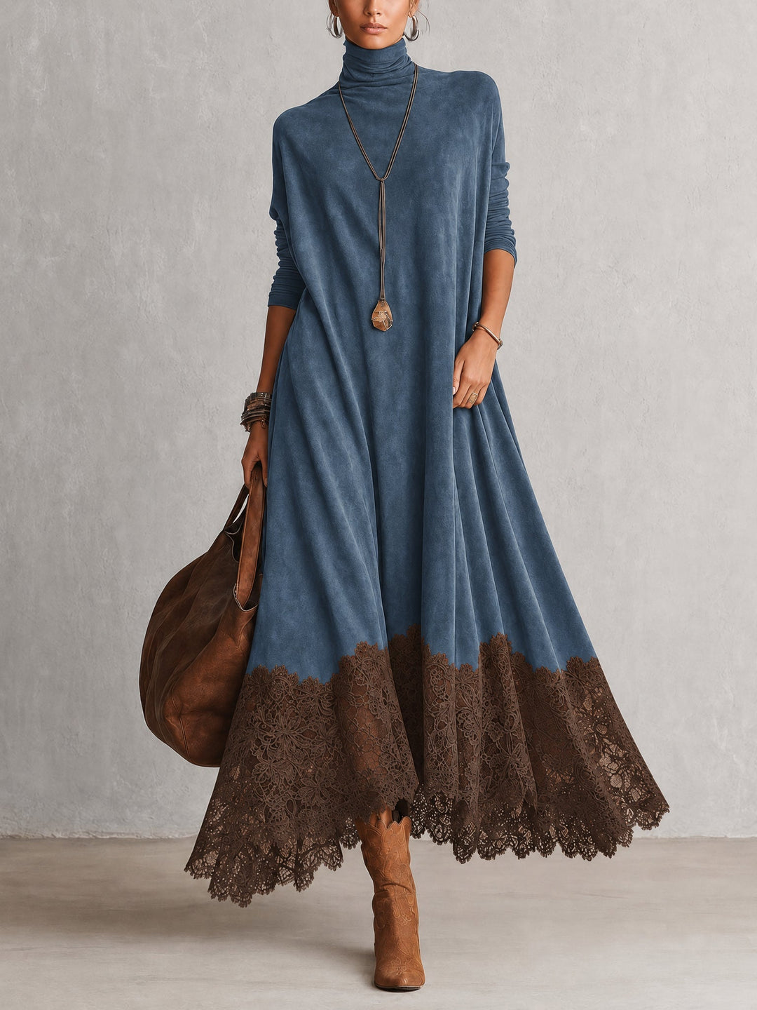 Verolyn suede-look lace hem maxi dress – view 2