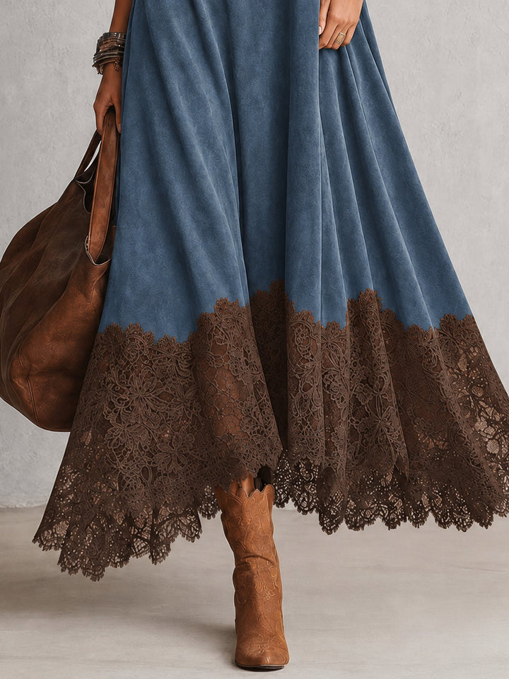 Verolyn suede-look lace hem maxi dress – view 12