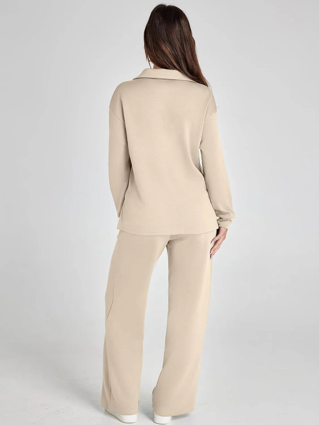 V-Neck Wide-Leg Lounge Set in Camel — VerolynBoutique