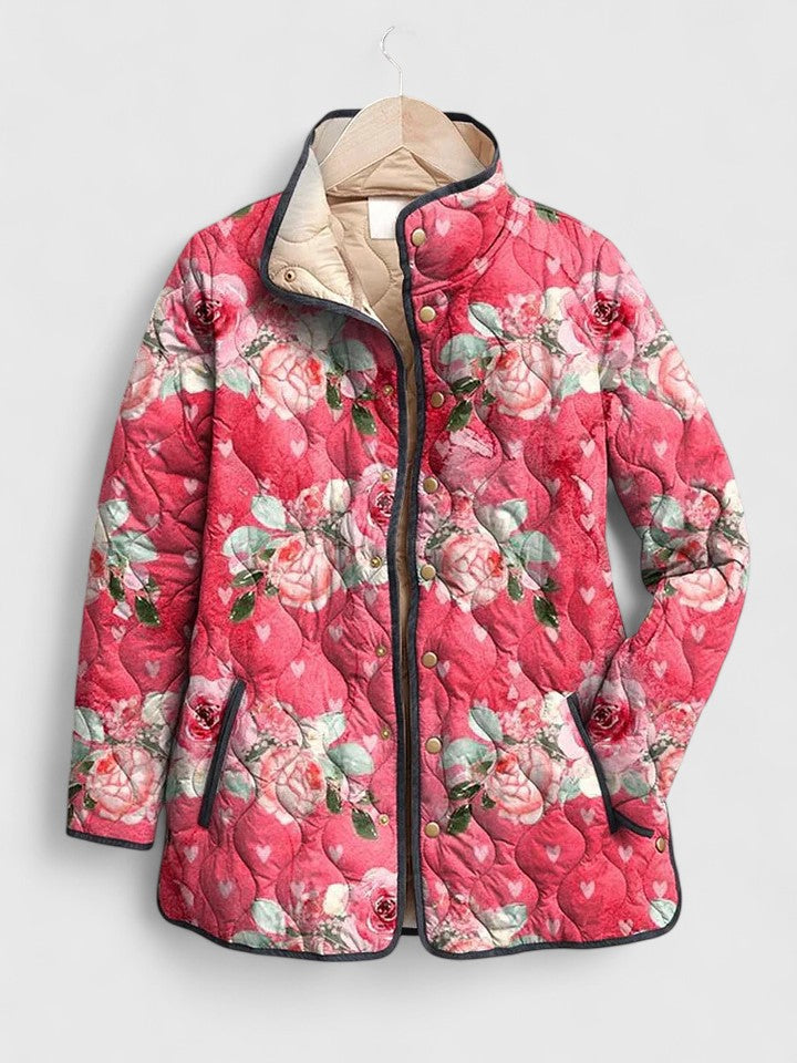 Floral Quilted Jacket in Pink — VerolynBoutique