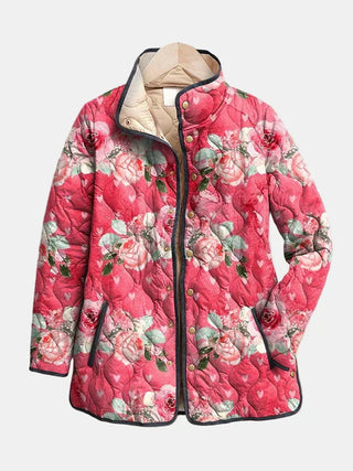 Vintage Floral Quilted Jacket in Retro Pink — VerolynBoutique