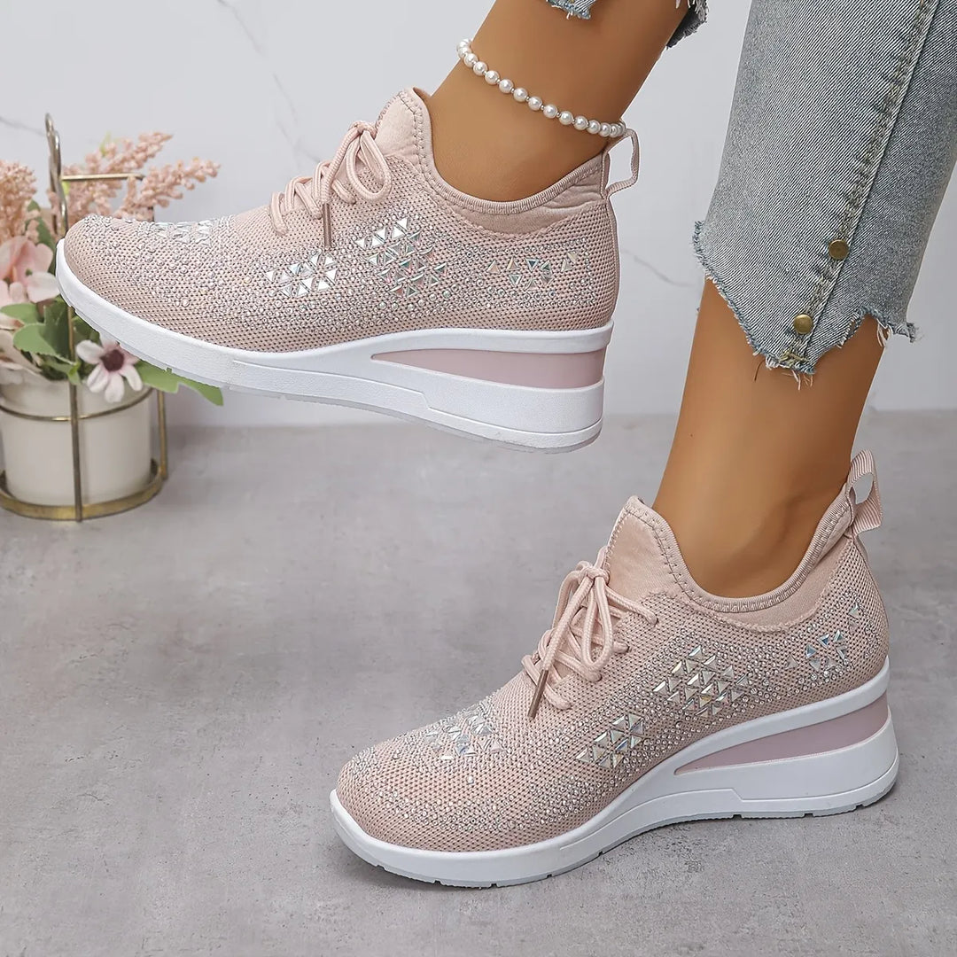 Crystal Knit Trainers in Pink — VerolynBoutique