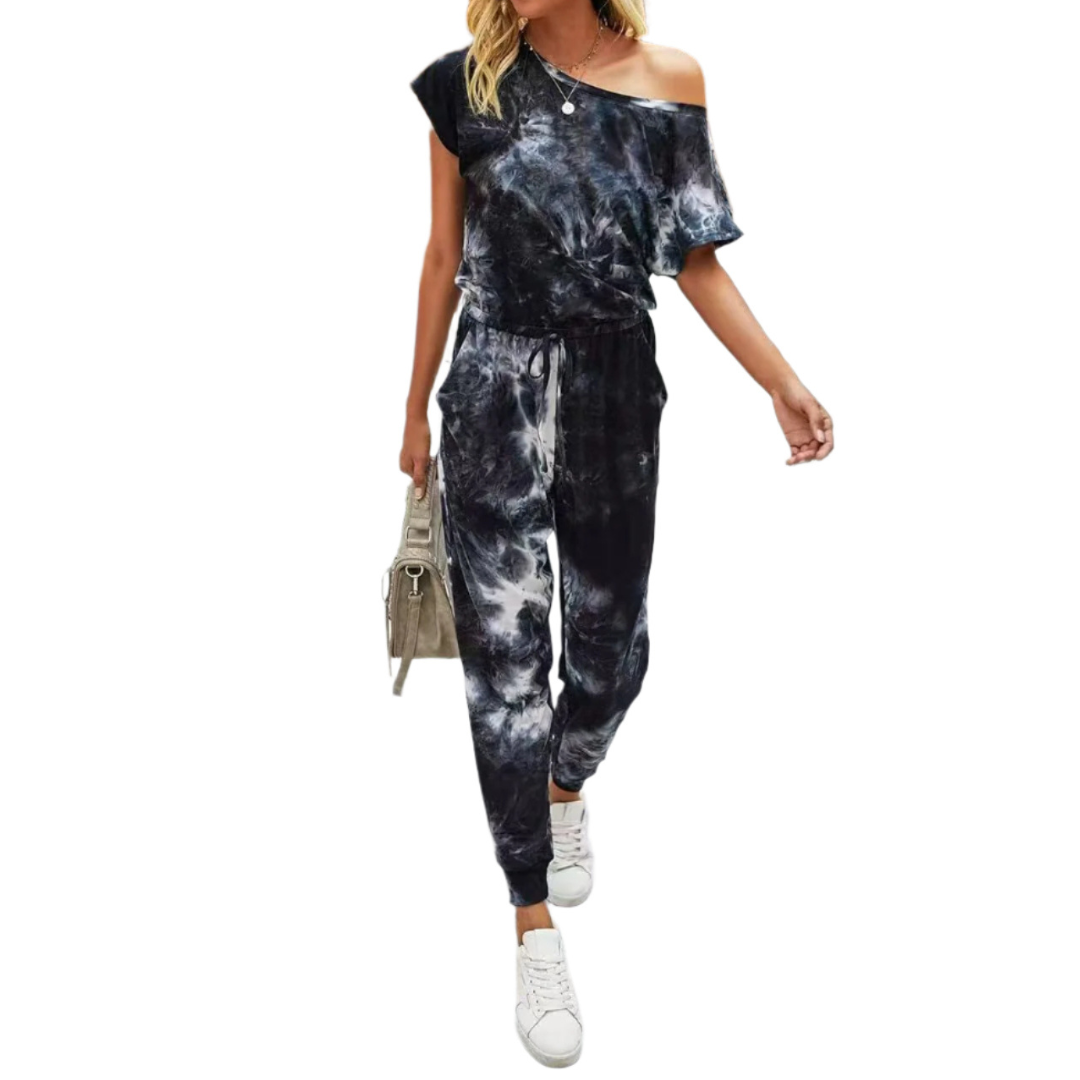 Off-Shoulder Jogger Jumpsuit in Black &amp; White — VerolynBoutique