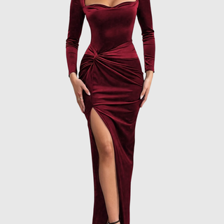 Velvet Square Neck Mermaid Gown in Navy — VerolynBoutique