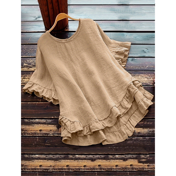 Ruffle Hem Summer Blouse in Apricot — VerolynBoutique