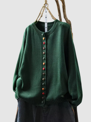 Button Detail Knit Cardigan in Green — VerolynBoutique