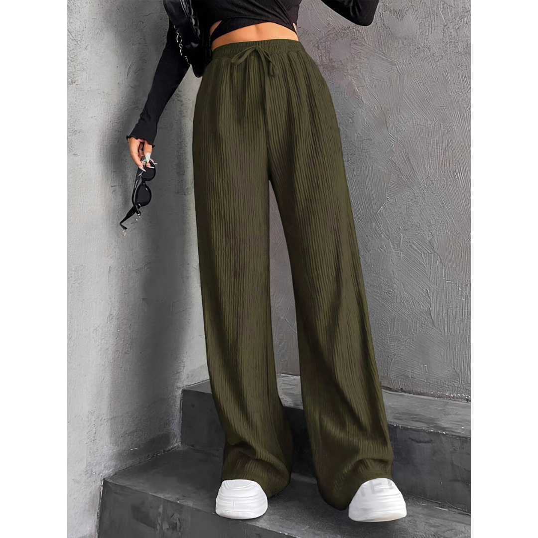 Elastic Waist Wide Leg Trousers in Olive — VerolynBoutique