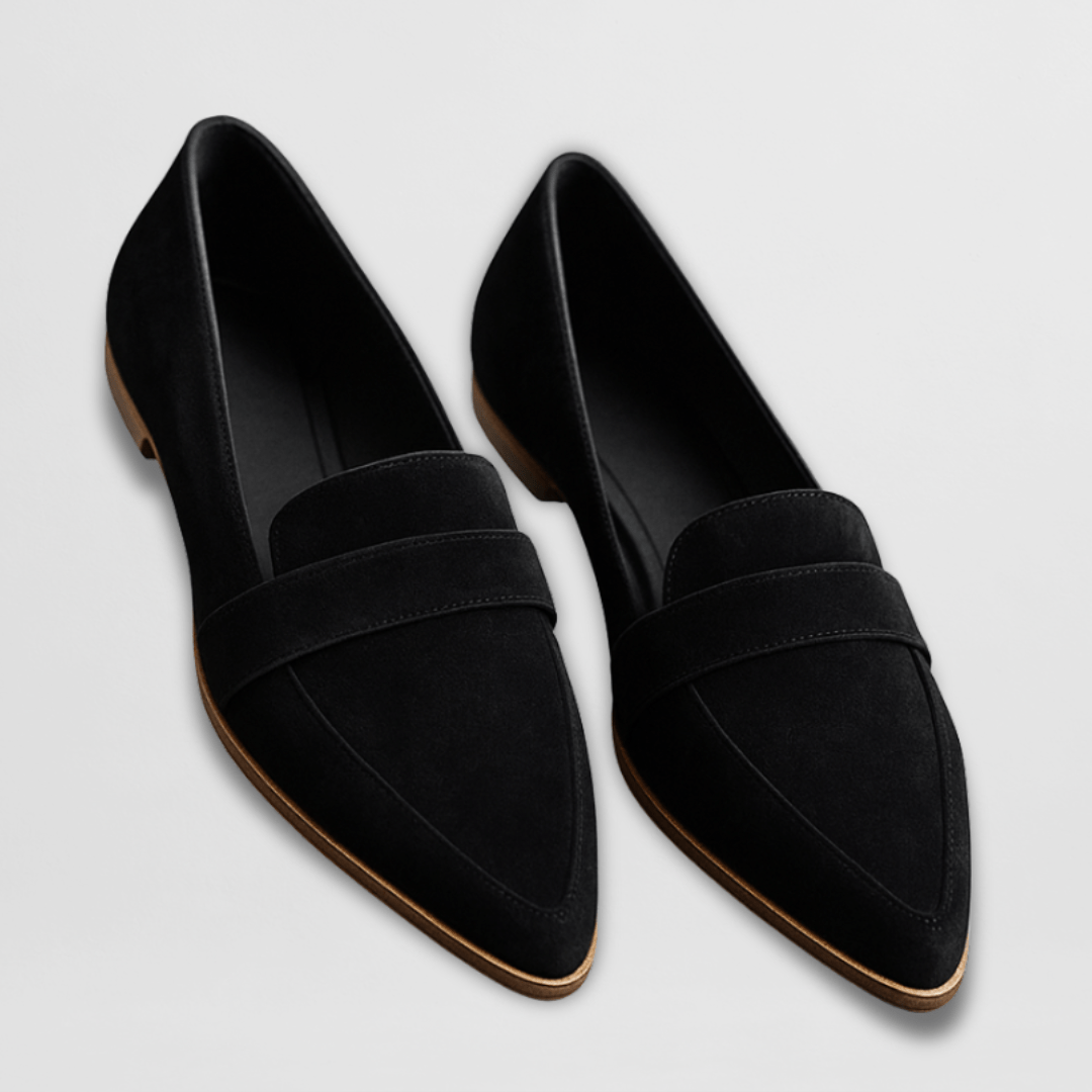 Soft Suede Pointed Loafers in Black — VerolynBoutique
