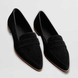Soft Suede Pointed Loafers in Black — VerolynBoutique