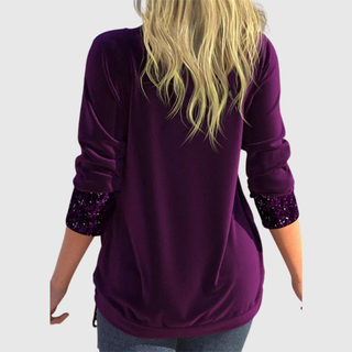 Sequin Layer Draped Blouse in Red — VerolynBoutique