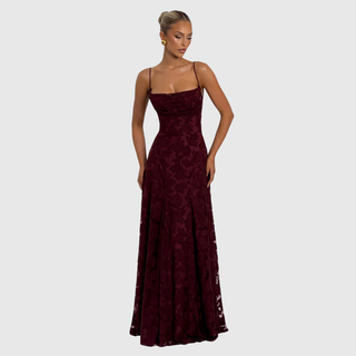 Open Back Lace Maxi Dress in Red — VerolynBoutique