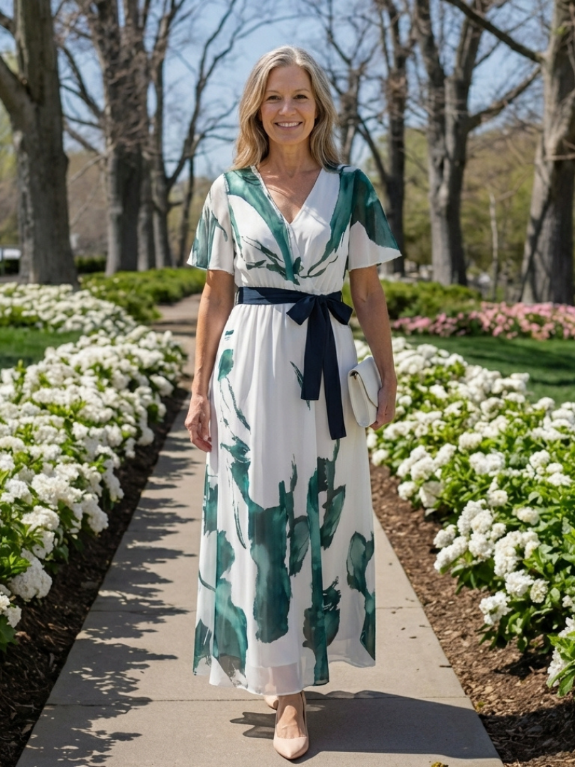 Flutter Sleeve Belted Maxi Dress in Green — VerolynBoutique