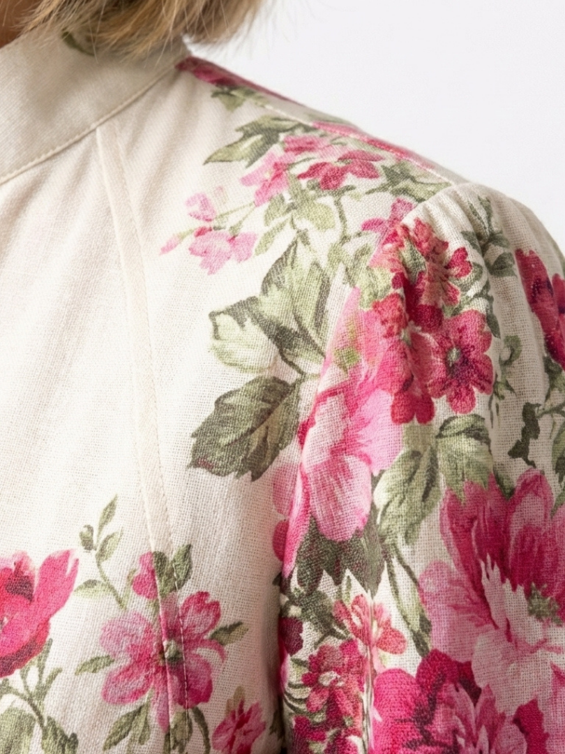 High-Neck Belted Floral Maxi Dress in Pink — VerolynBoutique