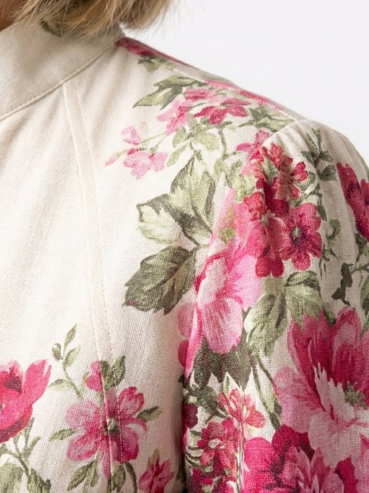 High-Neck Belted Floral Maxi Dress in Pink — VerolynBoutique