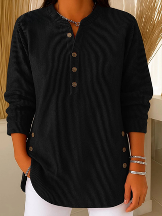 Verolyn henley button tunic jumper in black