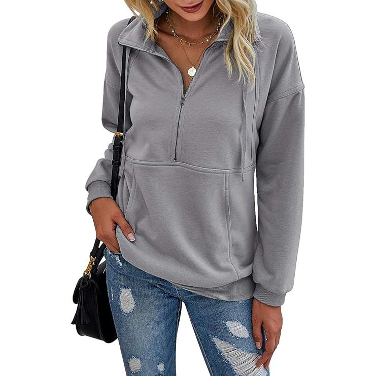 Verolyn - Lapel Zip-Up Sweatshirt