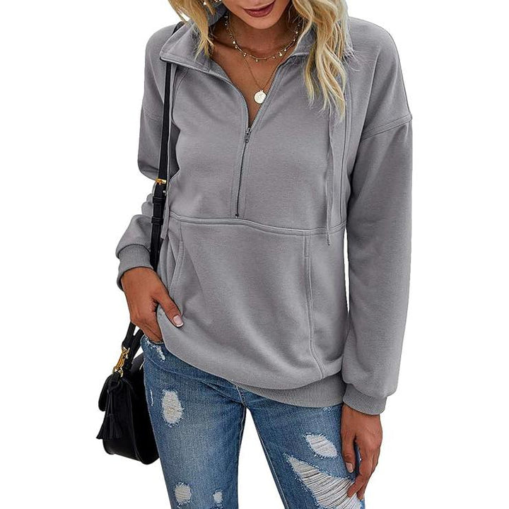 Verolyn - Lapel Zip-Up Sweatshirt