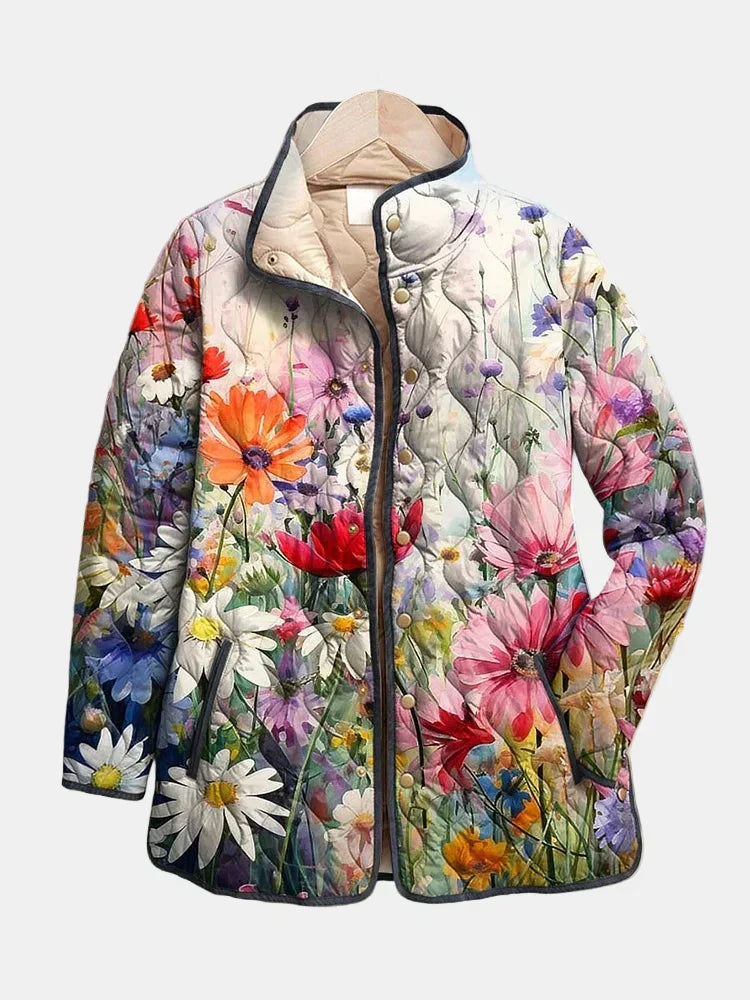 Vintage Floral Quilted Jacket in White Floral — VerolynBoutique
