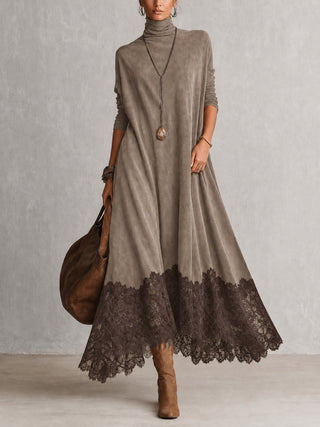 Verolyn suede-look lace hem maxi dress – view 3