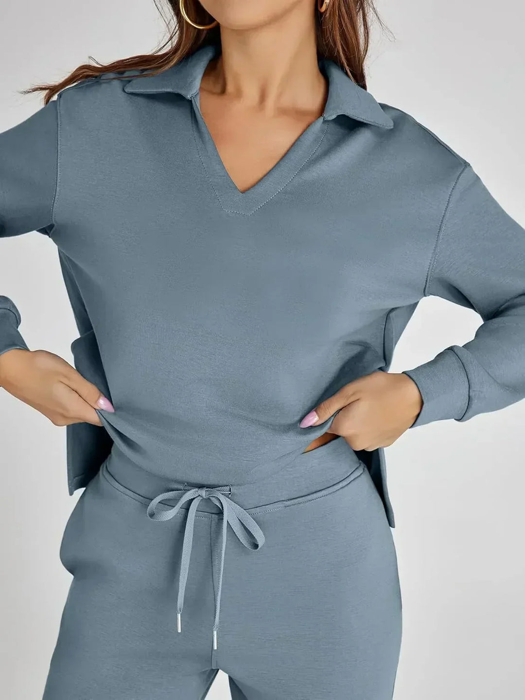 V-Neck Wide-Leg Lounge Set in Camel — VerolynBoutique