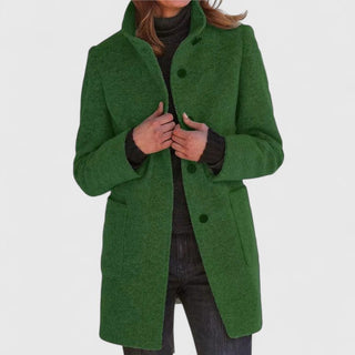 Straight-Cut Mid-Length Coat in Green — VerolynBoutique