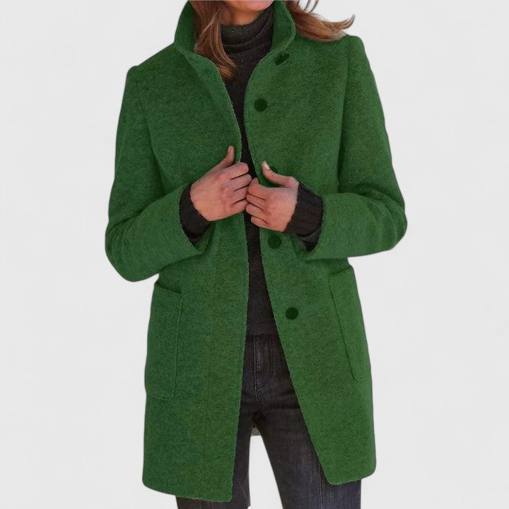 Straight-Cut Mid-Length Coat in Green — VerolynBoutique