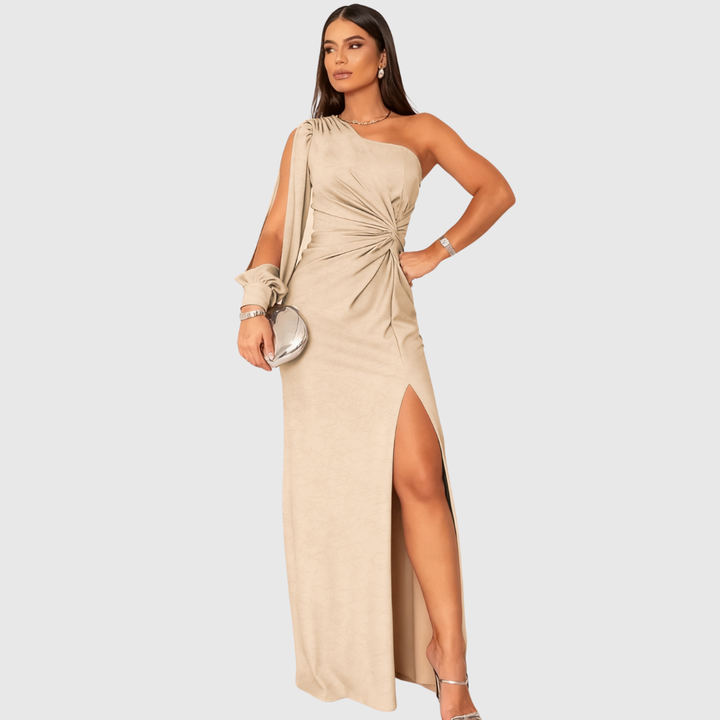 Twist-Front One-Shoulder Gown in Blue — VerolynBoutique