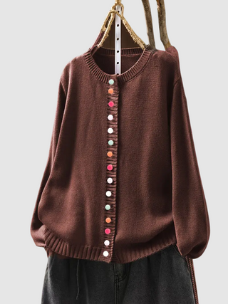 Button Detail Knit Cardigan in Coffee Brown — VerolynBoutique