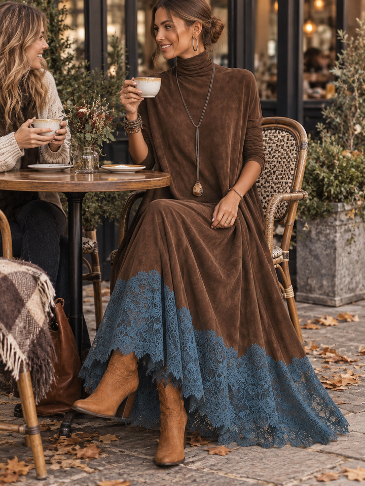 Verolyn suede-look lace hem maxi dress – view 6