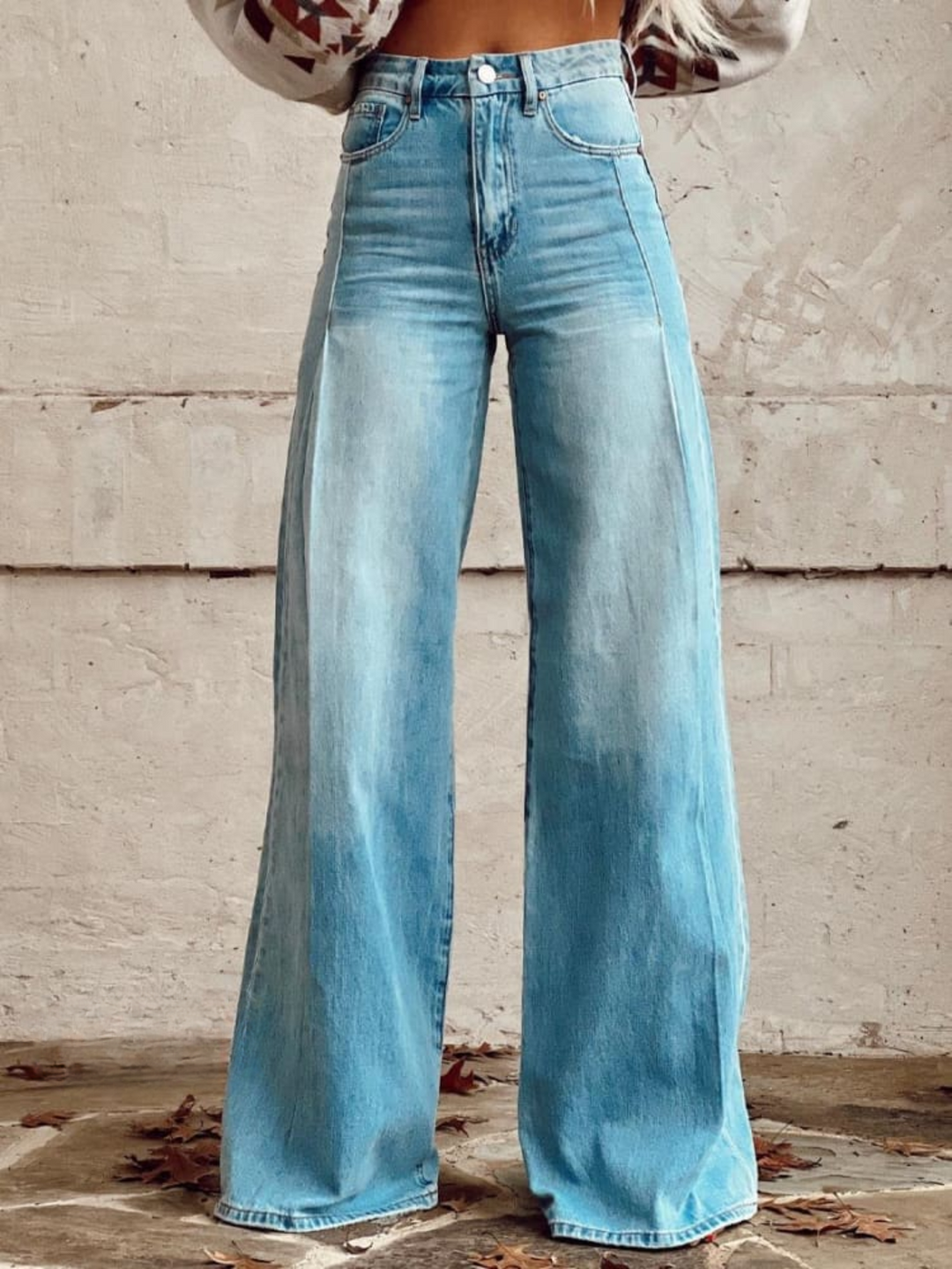 Front Seam Wide Leg Jeans in Blue — VerolynBoutique