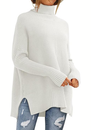 Soft Turtleneck Jumper in White — VerolynBoutique