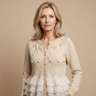 Ruffle Hem Knit Cardigan in Ivory — VerolynBoutique