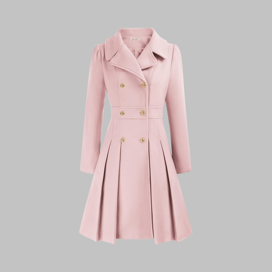 Pleated Fit and Flare Coat in Light Pink — VerolynBoutique
