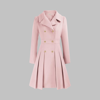Pleated Fit and Flare Coat in Light Pink — VerolynBoutique