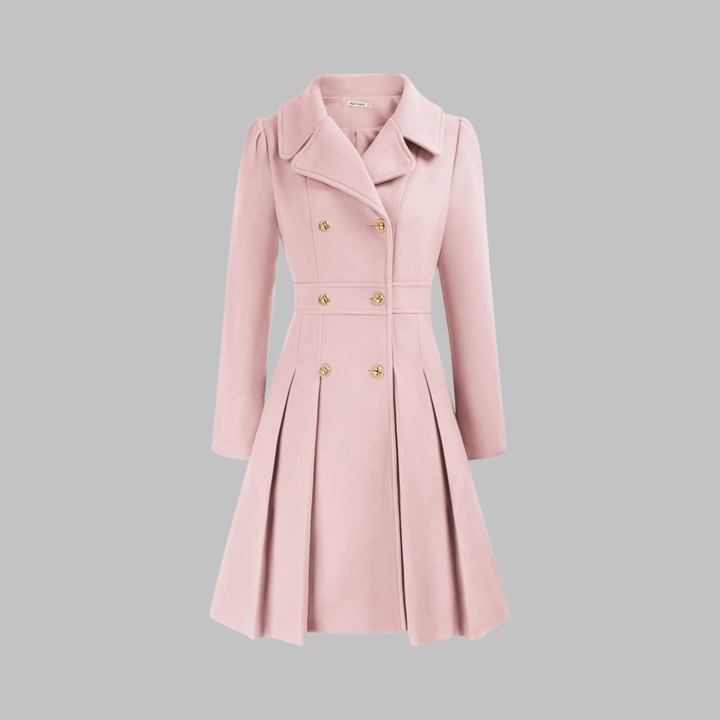 Pleated Fit and Flare Coat in Light Pink — VerolynBoutique