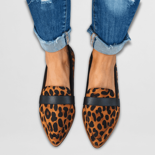 Soft Suede Pointed Loafers in Brown Leopard — VerolynBoutique