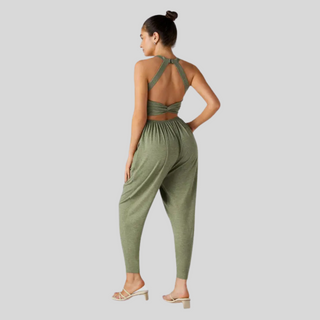 Backless U-Neck Lounge Jumpsuit in Green — VerolynBoutique
